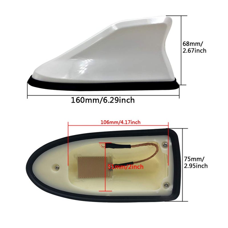 idain Universal Car Roof Mounted Functional Antenna Aerial Shark Fin Signa Antenna Basel,White - Image 2